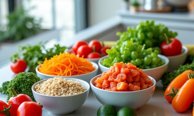 Healthy meal prep on a kitchen counter
